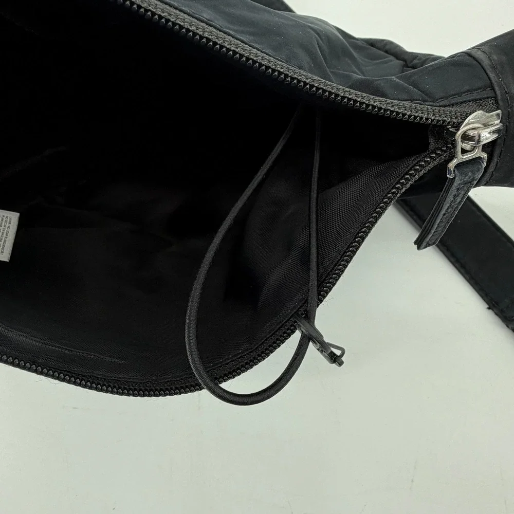 Athleta Revive Crossbody Bag Black Recycled Polyester Crescent Sling Adjustable